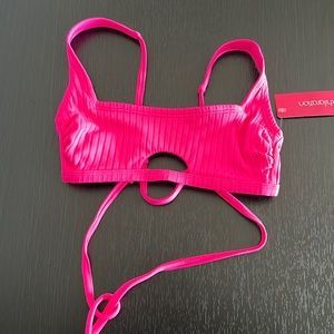 NWT * Xhilaration Hot Pink Adjustable Keyhole Swim Top in Size XS